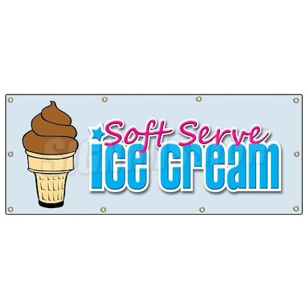 Signmission SOFT SERVE CHOCOLATE ICE CREAM BANNER SIGN signs shop cones sundae B-96 Soft Serve Chocolate